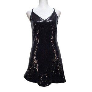 Black Sequin Sleeveless Cocktail Mini Dress WOMENS By Meetjen Size M